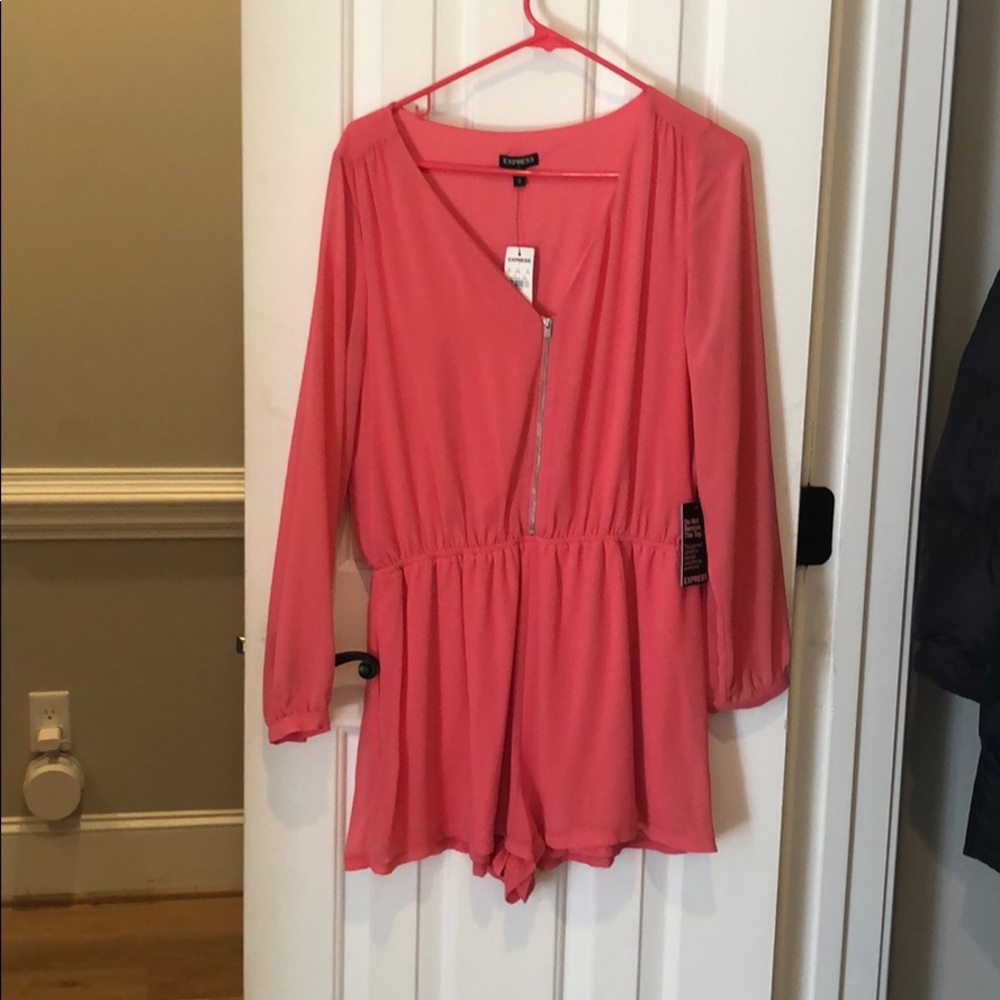 Express coral long sleeved romper